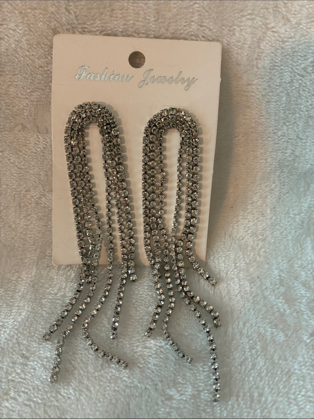 Silver Rhinestone Cascade Dangle Earrings